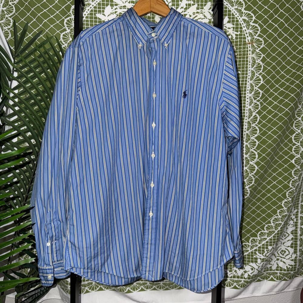 Ralph‎ Lauren Classic Fit Striped Button-Down - Blue/White XL